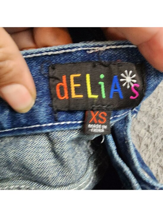 dELiAs Jeans Womens XS Blue Mid Cotton Polyester Denim Wide Leg Cropped - Picture 8 of 10